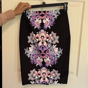 Mossimo Black Floral Midi Skirt